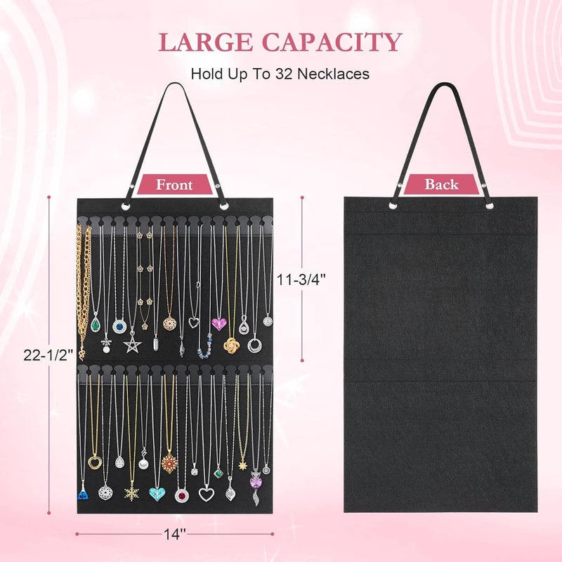 Caffox Hanging Necklaces Holder, Large Jewelry Organizer for Necklaces, Bracelets, and Ankles, Necklaces Display Storage Hanger for Wall, Closet and Door - Image 4